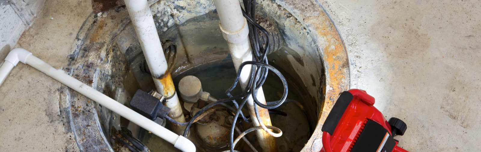 A sump pump after installation