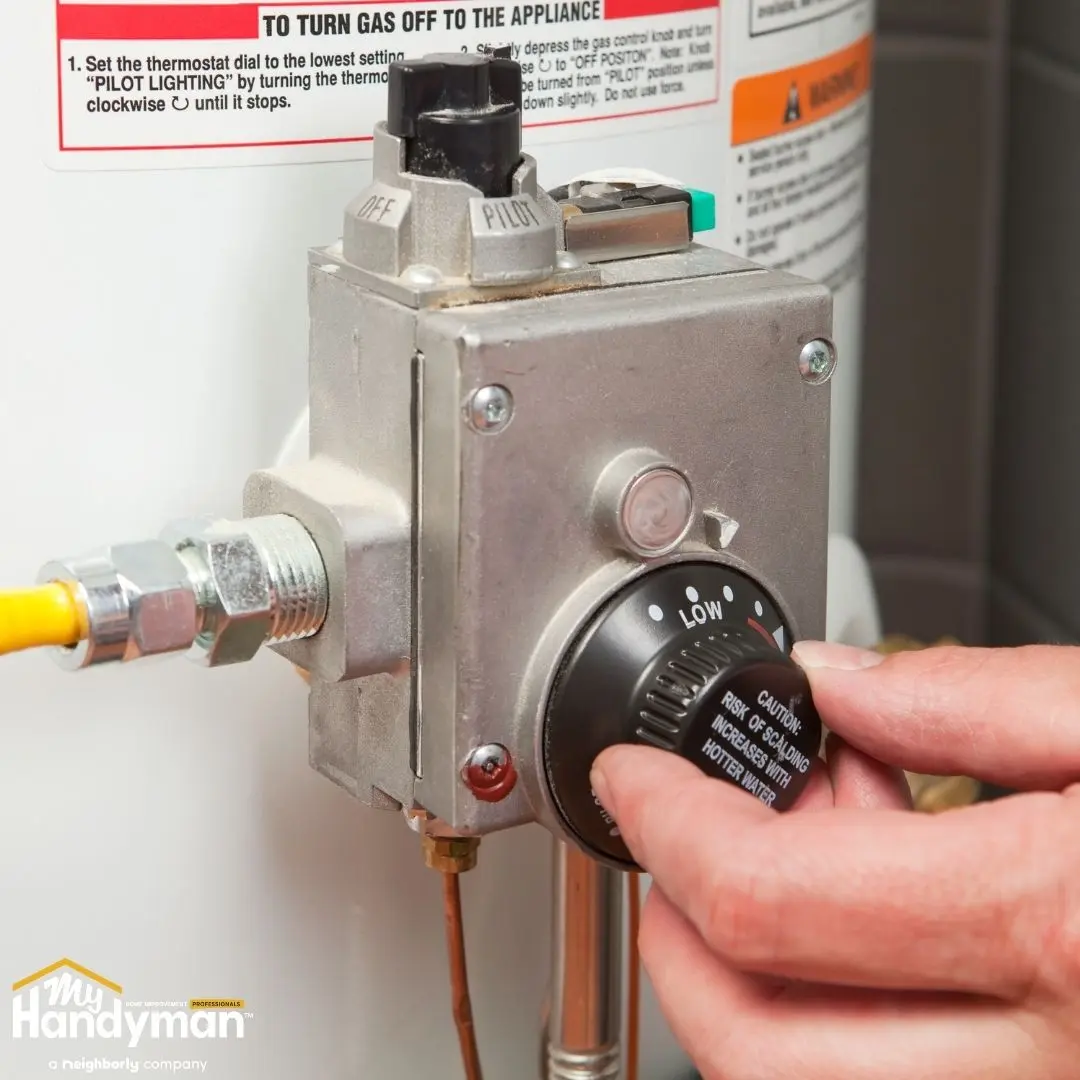 Close-up of a gas control valve.