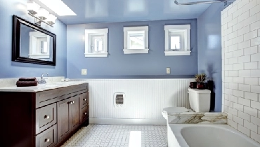 Blue modern bathroom.